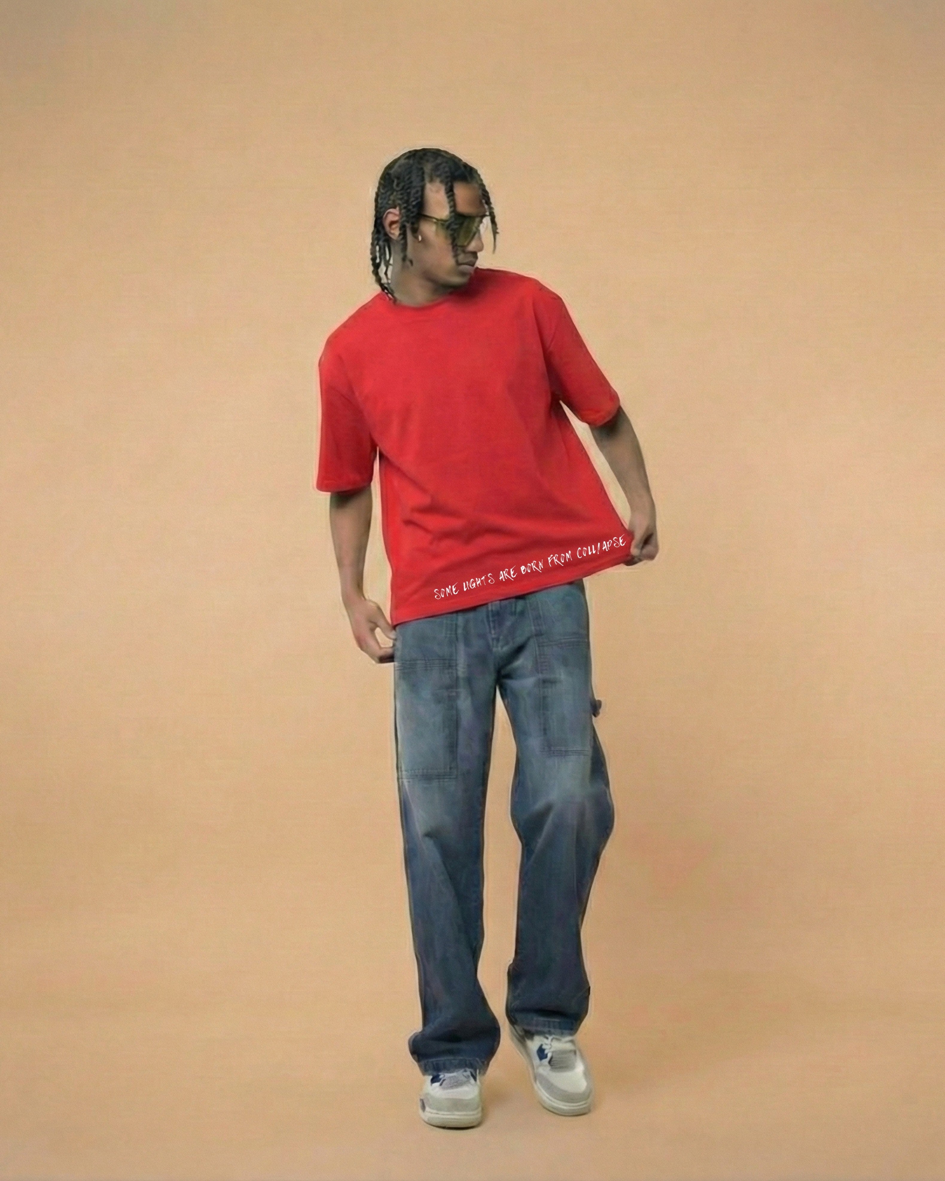 Never Again Club Muted Collapse Oversized Tee [Red]