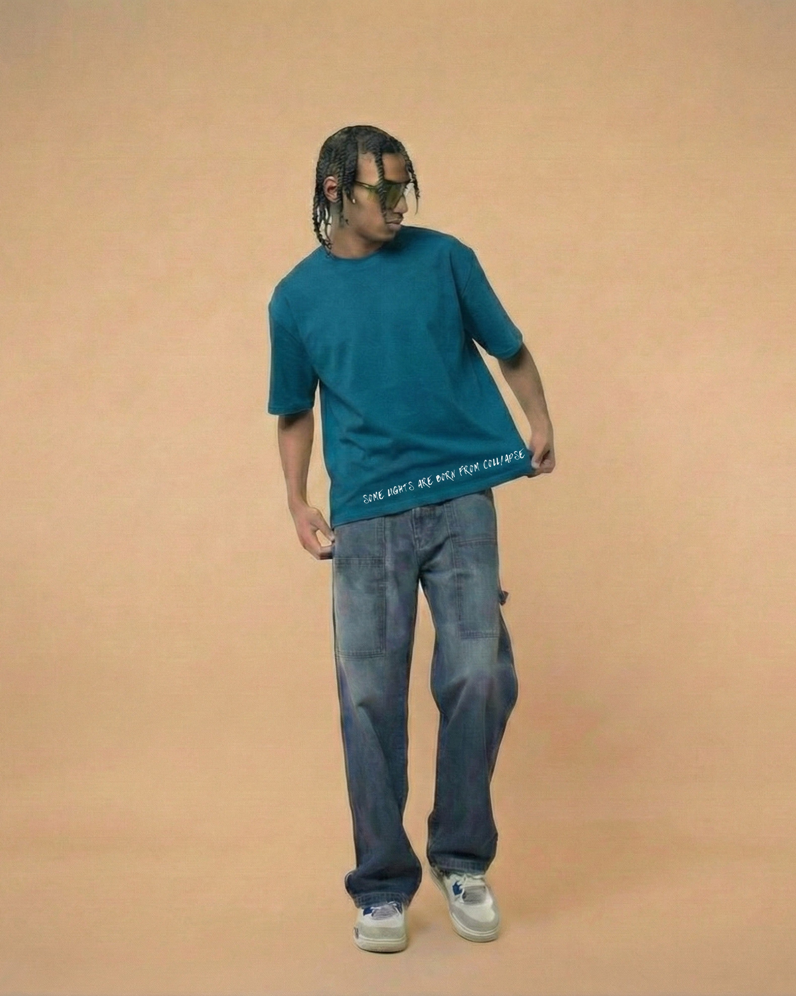 Never Again Club Muted Collapse Oversized Tee [Blue]