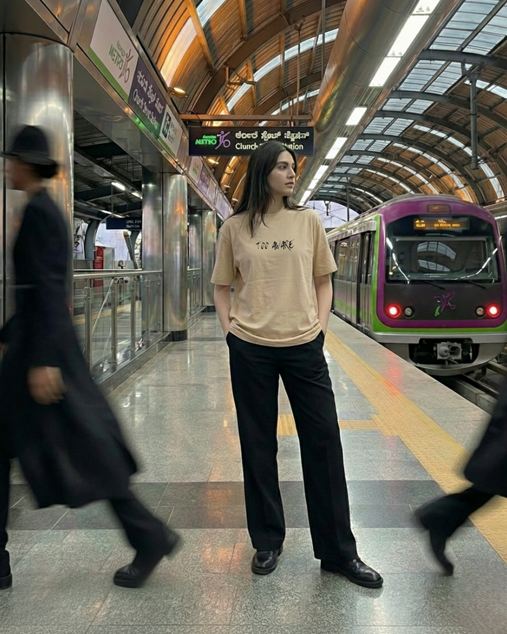 Never Again Club Narc Too Aware Oversized Tee [Beige]