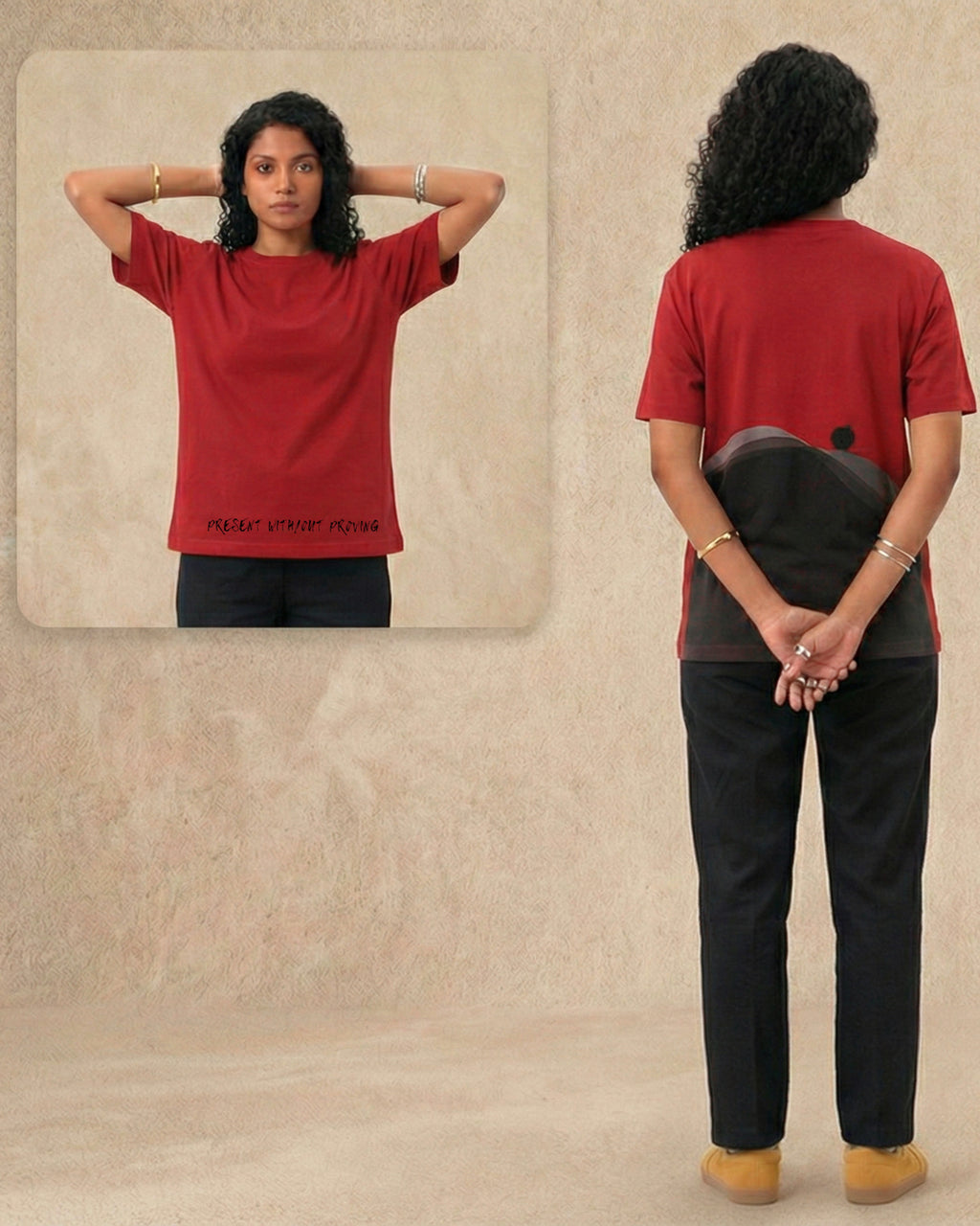 Never Again Club Muted Present Oversized Tee [Red]