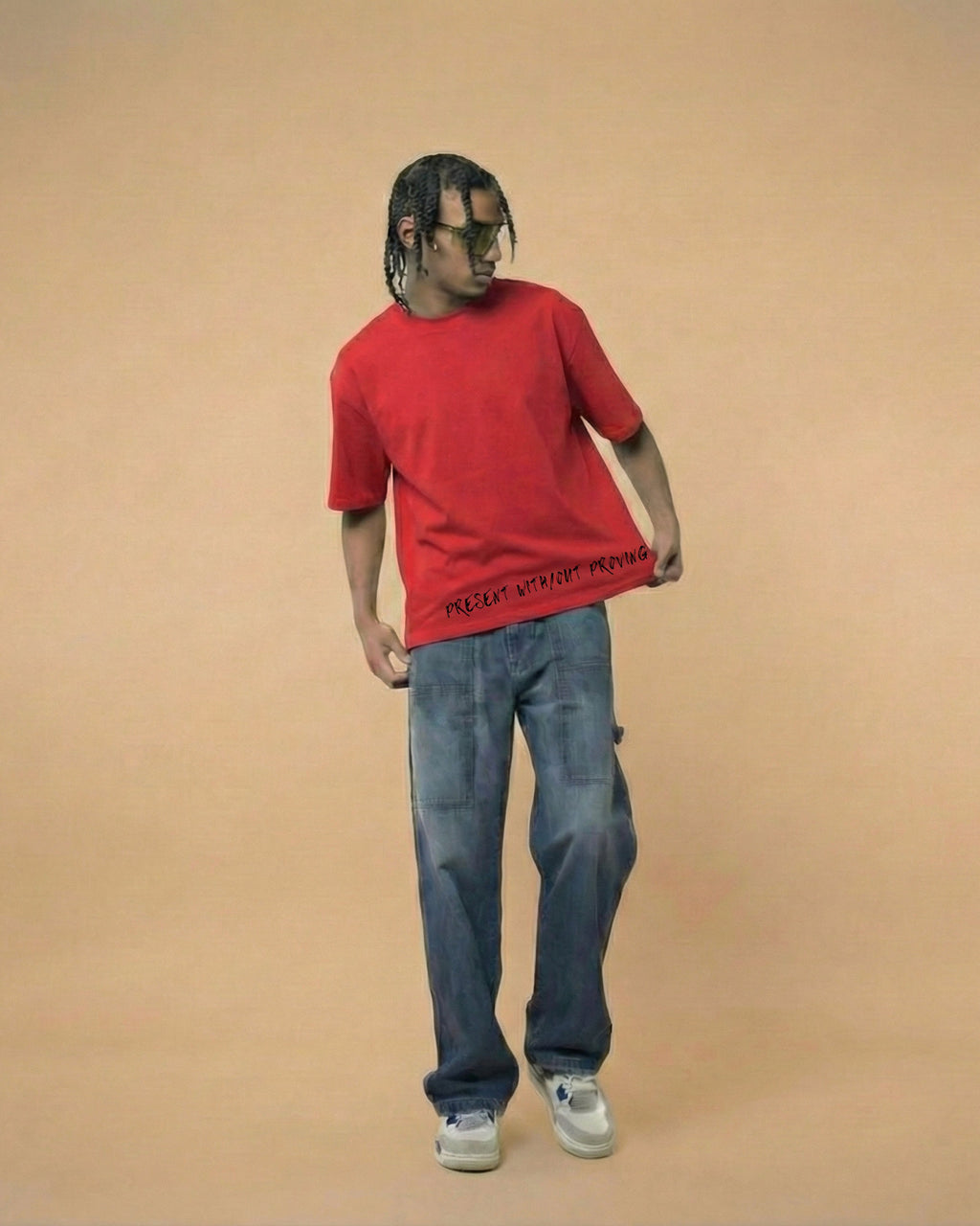 Never Again Club Muted Present Oversized Tee [Red]