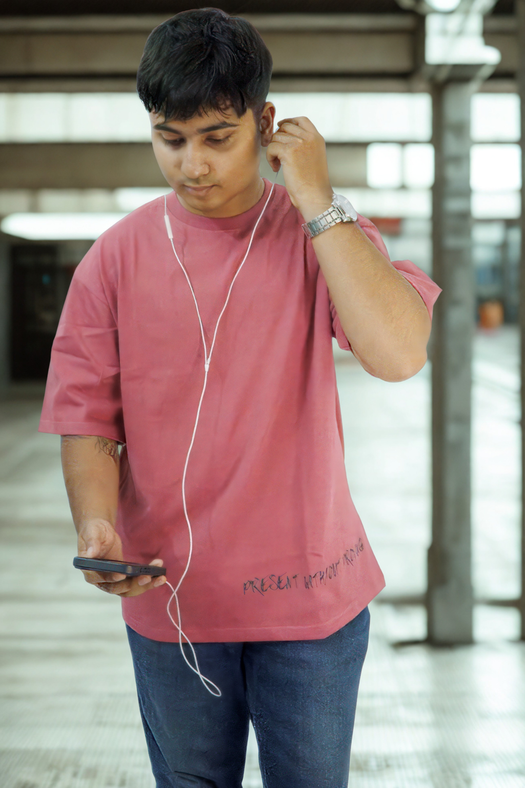 Never Again Club Muted Present Oversized Tee [Pink]